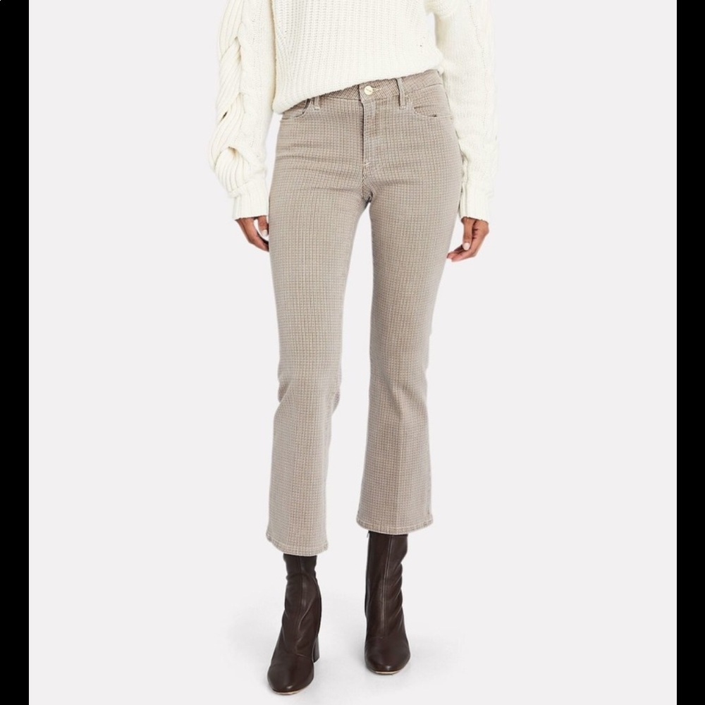 EUC houndstooth pattern, FRAME Le Crop mini boot leg denim